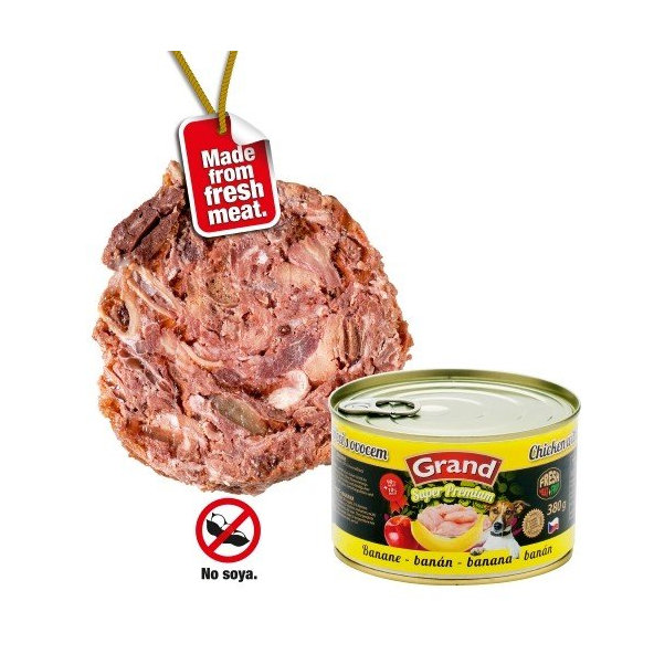 Grand - konzervy GRAND SUPERPR. adult kura,banán 380g