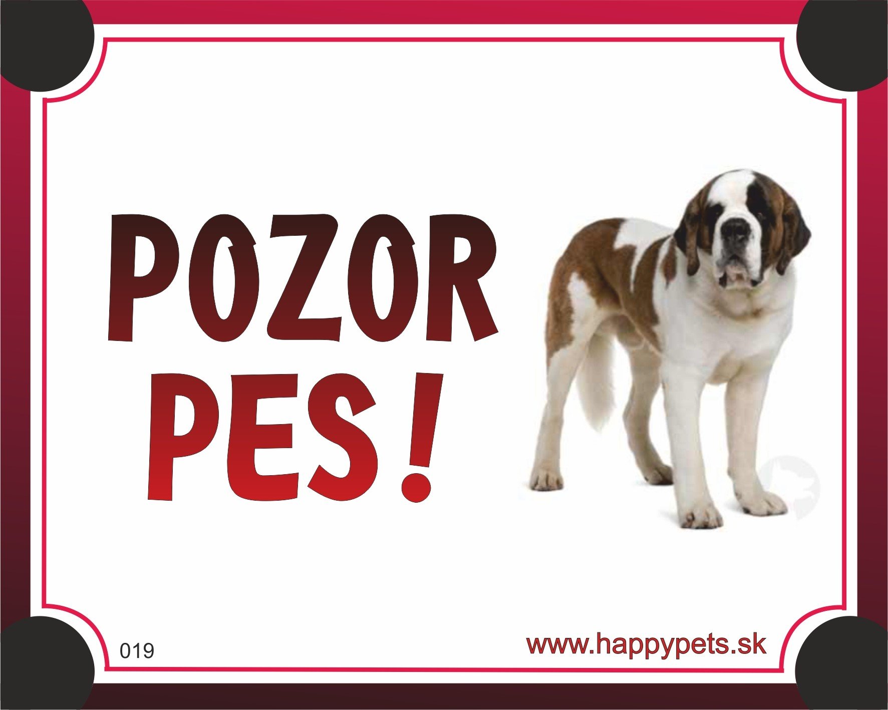 E-shop HP product for Happy Pets Tabulka POZOR PES - bernardin