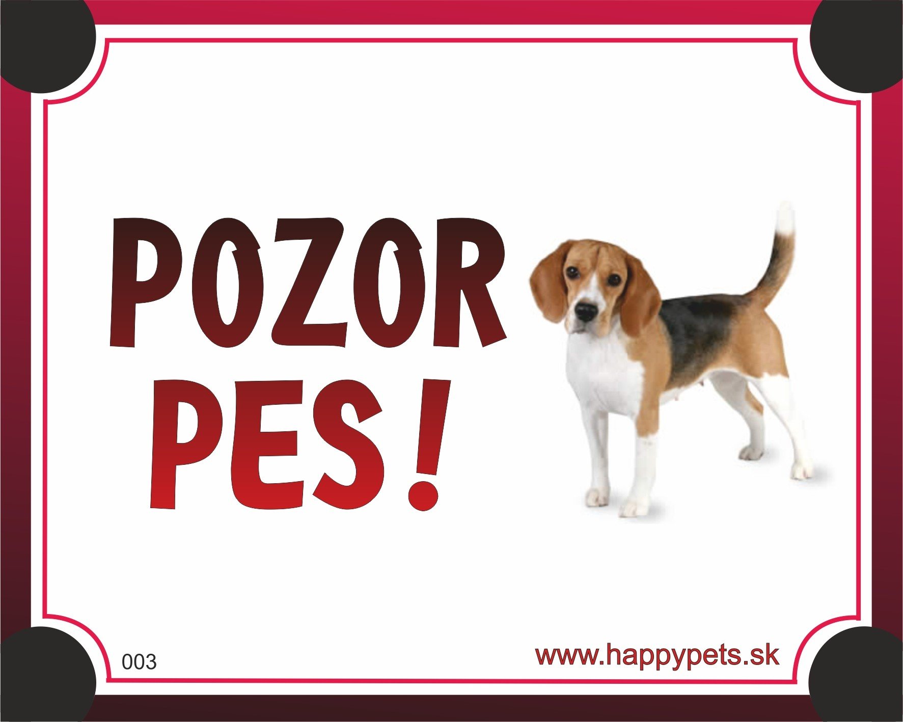 HP product for Happy Pets Tabulka POZOR PES - beagle