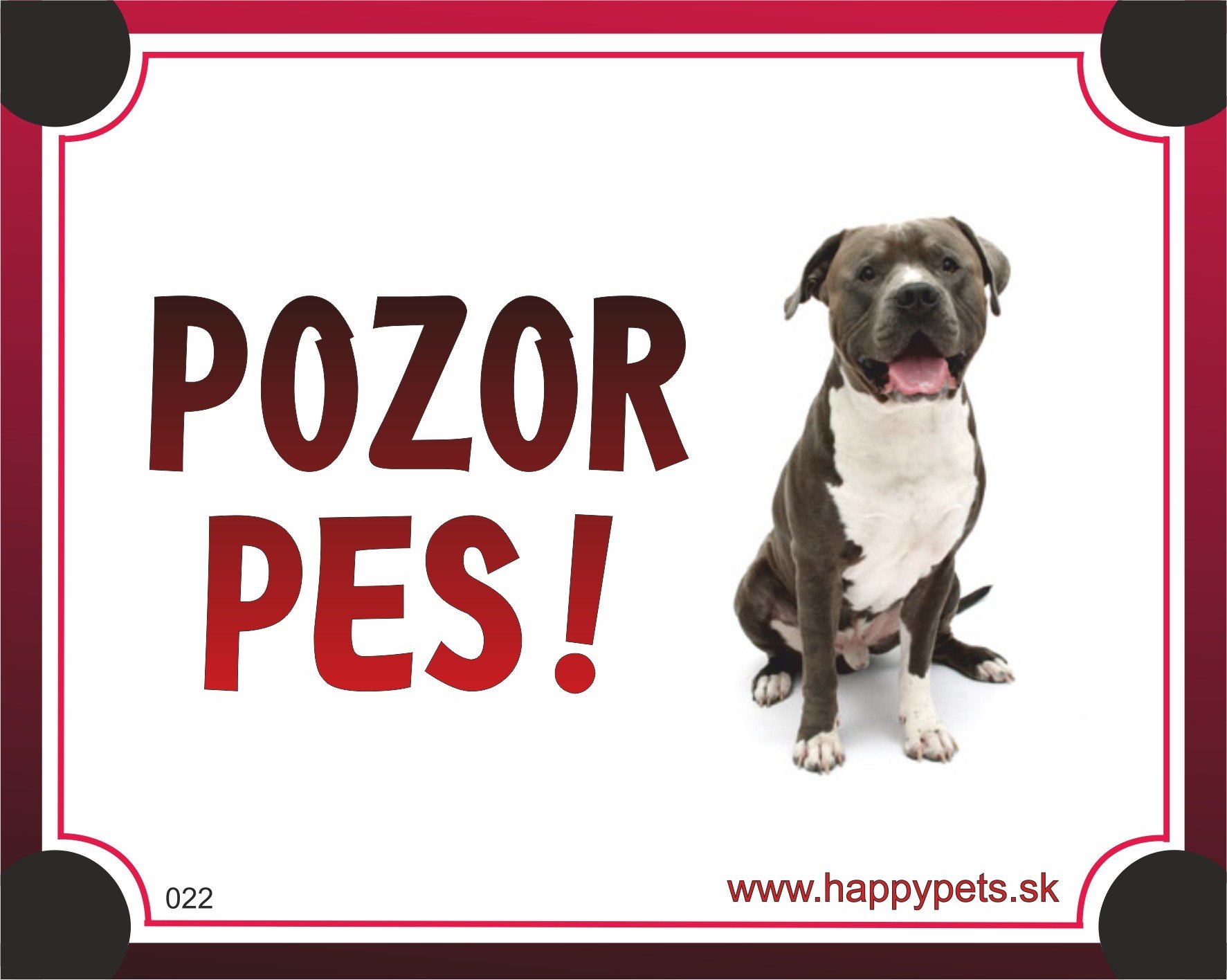 E-shop HP product for Happy Pets Tabulka POZOR PES - amer. pitbull