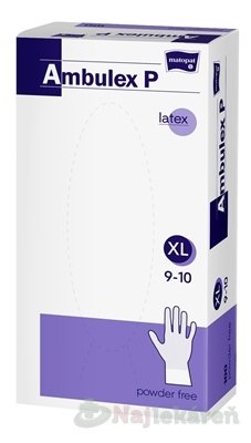 E-shop Ambulex P rukavice LATEXOVÉ, potiahnuté polymérom veľ. XL, nesterilné, nepudrované 100ks