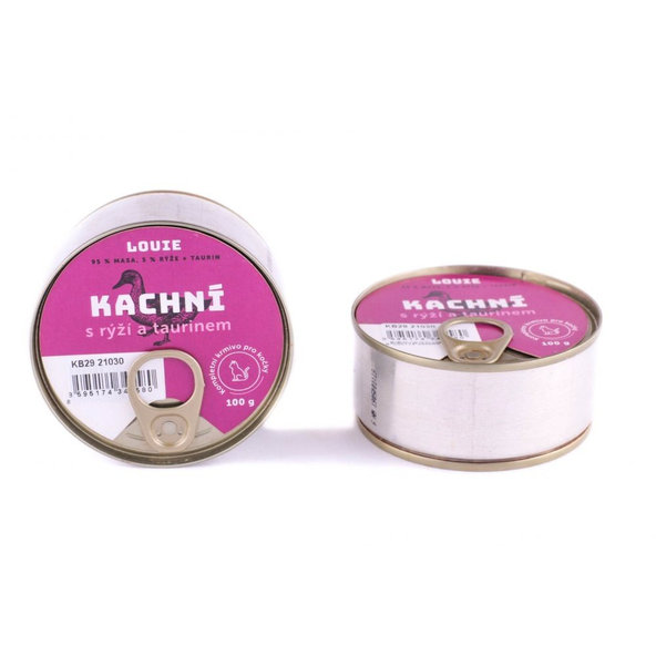 LOUIE Konzerva LOUIE kacacie, ryža, taurín 100g pre macky