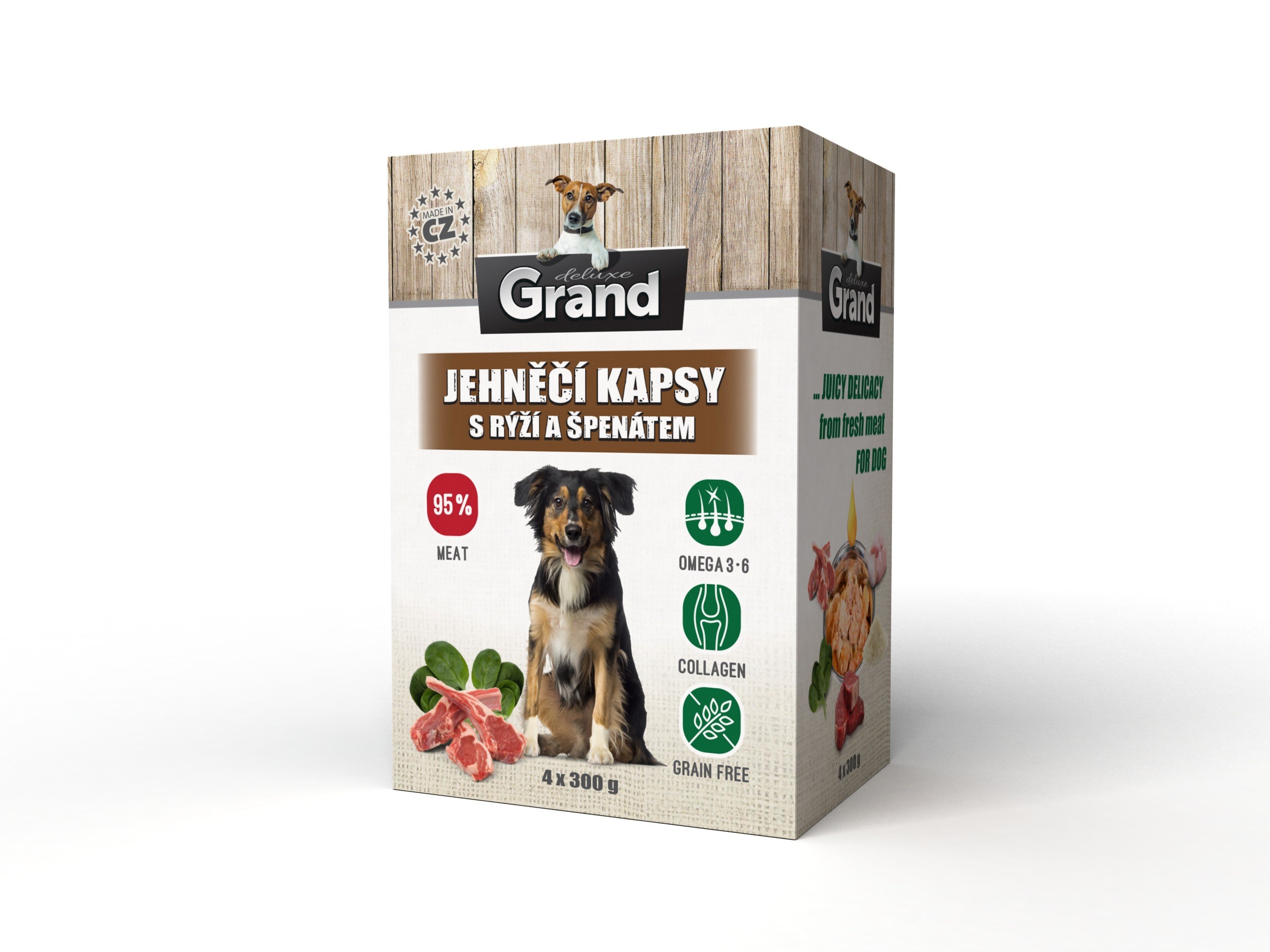 E-shop Grand - konzervy GRAND DELUXE jahnacie s ryžou a špenátom 4 x 300g kapsicky pre psov