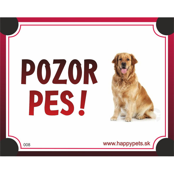 HP product for Happy Pets Tabulka POZOR PES  - zlaty retriever