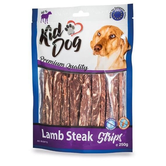 E-shop Maškrta KID DOG Jahňací steak v prúžku pre psy 250g