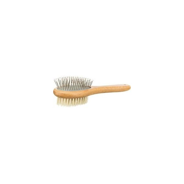 Trixie Brush, double-sided, bamboo/natural &wire bristles, 6 × 22 cm