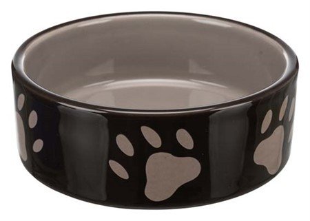 E-shop Trixie Bowl, with paw prints, ceramic, 0.3 l/ř 12 cm, brown/taupe