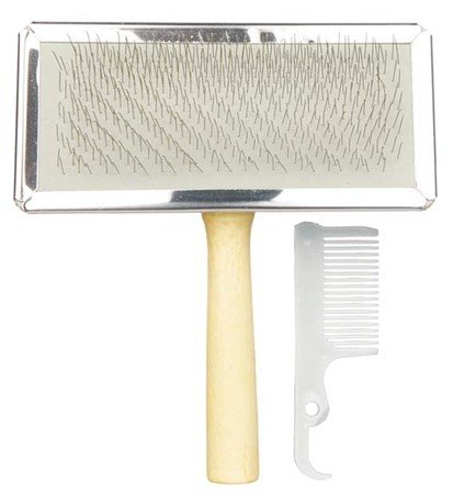 E-shop Trixie Soft brush, wooden handle/metal bristles, 11 × 14 cm