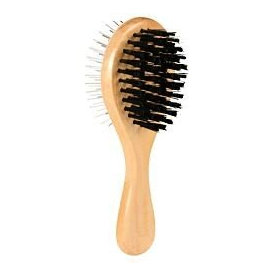 Trixie Brush, double-sided, wood/nylon & wire bristles, 5 × 17 cm