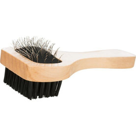 Trixie Soft brush, double-sided, wood/metal bristles, 6 × 13 cm