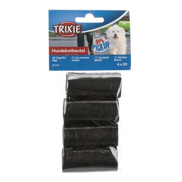 Trixie Dog poop bags, 4 rolls of 20 bags, black