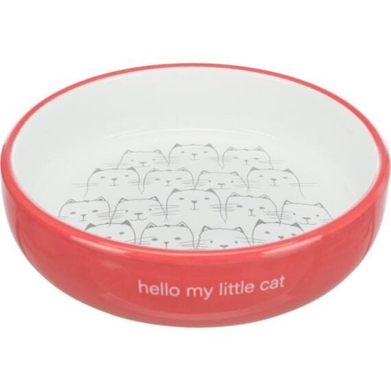 E-shop Trixie Hello my little cat bowl, flat, ceramic, 0.3 l/ř 15 cm, black/white
