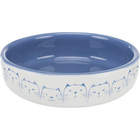 Trixie Hello my little cat bowl, flat, ceramic, 0.3 l/ř 15 cm, light blue/white