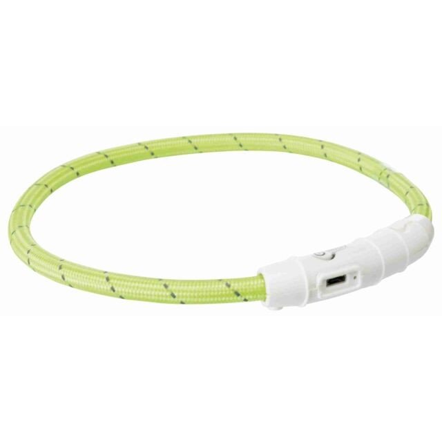 E-shop Trixie Flash light band USB, TPU/nylon, XS–S: 35 cm/ř 7 mm, green