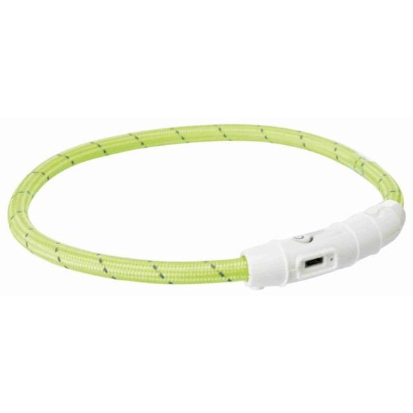 Trixie Flash light band USB, TPU/nylon, XS–S: 35 cm/ř 7 mm, green