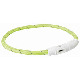Trixie Flash light band USB, TPU/nylon, M–L: 45 cm/ř 7 mm, green