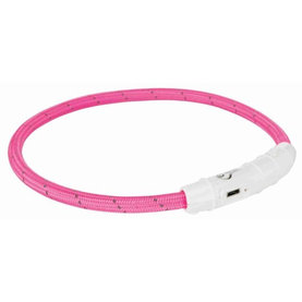 Trixie Flash light band USB, TPU/nylon, M–L: 45 cm/ř 7 mm, pink