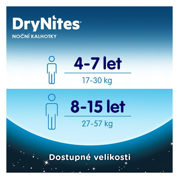 HUGGIES DryNites pro chlapce 8-15 let, 9 ks (27-57 kg) - kalhotkové pleny