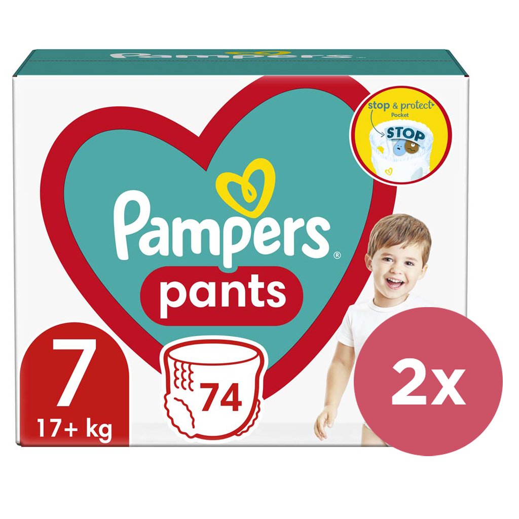E-shop 2x PAMPERS Pants Nohavičky plienkové jednorazové 7 (17 kg+) 74 ks - MEGA PACK