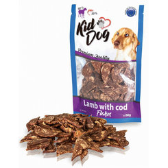 Maškrta KID DOG Jahňacie lupienky s treskou pre psy 80g
