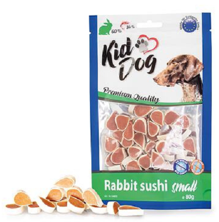 E-shop Maškrta KID DOG Králičie malé sushi pre psy 80g