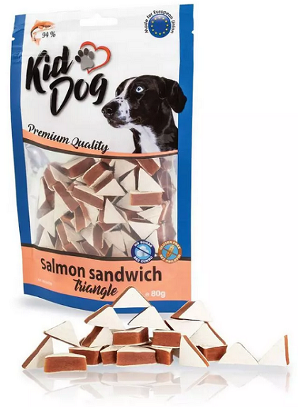 E-shop Maškrta KID DOG Lososové sendvičové trojuholníky pre psy 80g