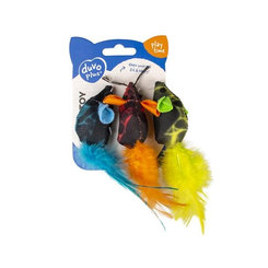 Hračka DUVO + myš rýchla s pestrofarebným perím 19x5,5x3cm
