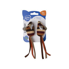 Hračka DUVO + myši pletené hnedé 13,5x4,5x2,5cm