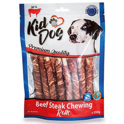 Maškrta pre psy KID DOG Hovädzí steak na byvolej tyčinke 8mm/12cm - 250g