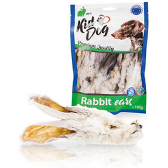 Maškrta pre psy KID DOG Králičie uši so srsťou 180g
