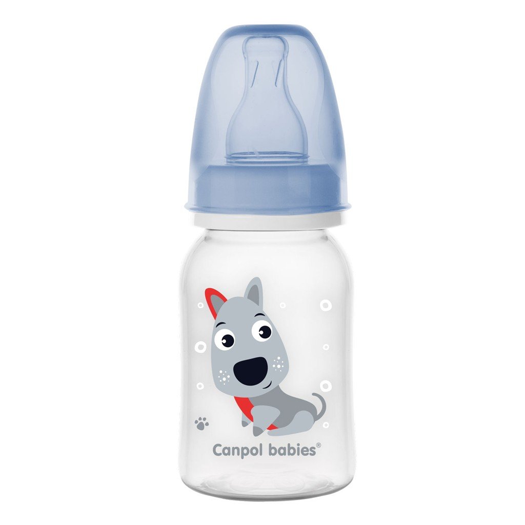 E-shop CANPOL BABIES Fľaša s potlačou CUTE ANIMALS 120ml - modrá