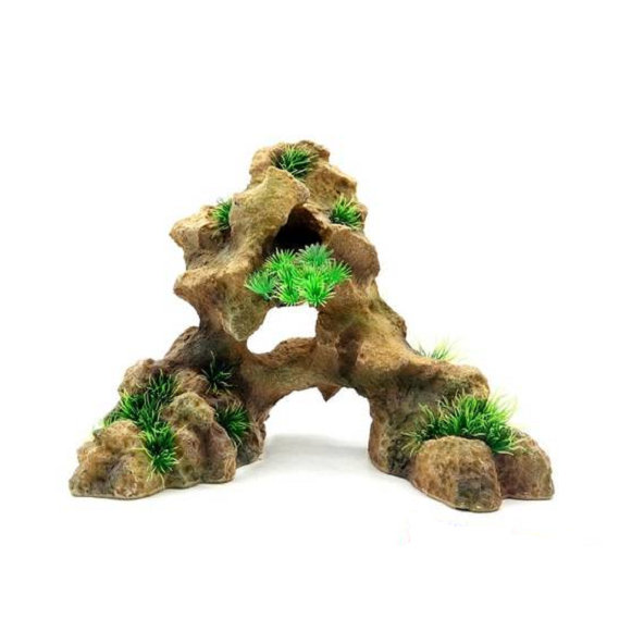 AQUA NOVA Akvárijná dekorácia SKALA s trávou veľká 32x18x25cm