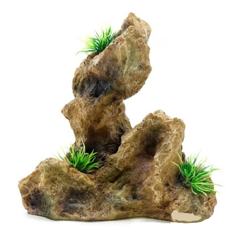 E-shop AQUA NOVA Akvárijná dekorácia SKALA s trávou malá 15x10x16,5cm
