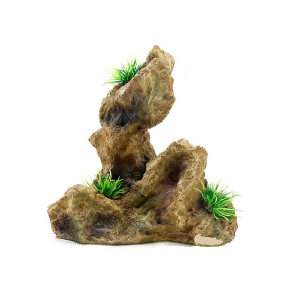 AQUA NOVA Akvárijná dekorácia SKALA s trávou malá 15x10x16,5cm