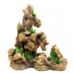 AQUA NOVA Akvárijná dekorácia SKALA s trávou vysoká 27x15x32cm