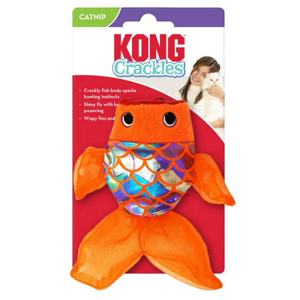 Hračka pre mačky Kong Cat Crackles Gulpz Ryba, oranžová, polyester