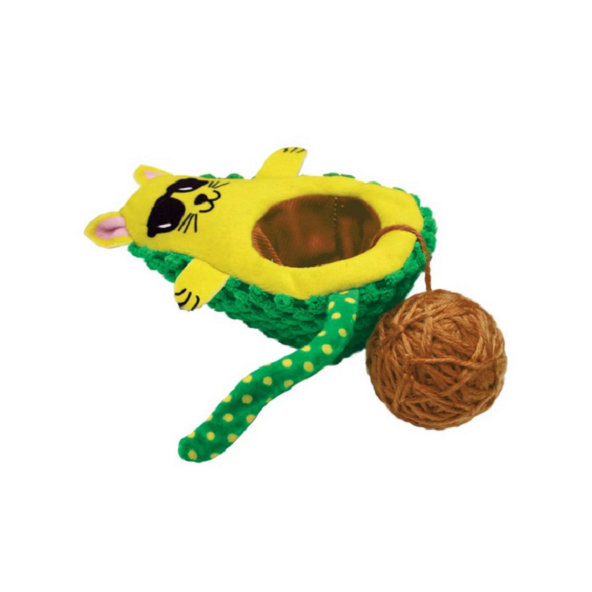 Hračka pre mačky Kong Cat Avokádo s klbkom, zelené, polyester
