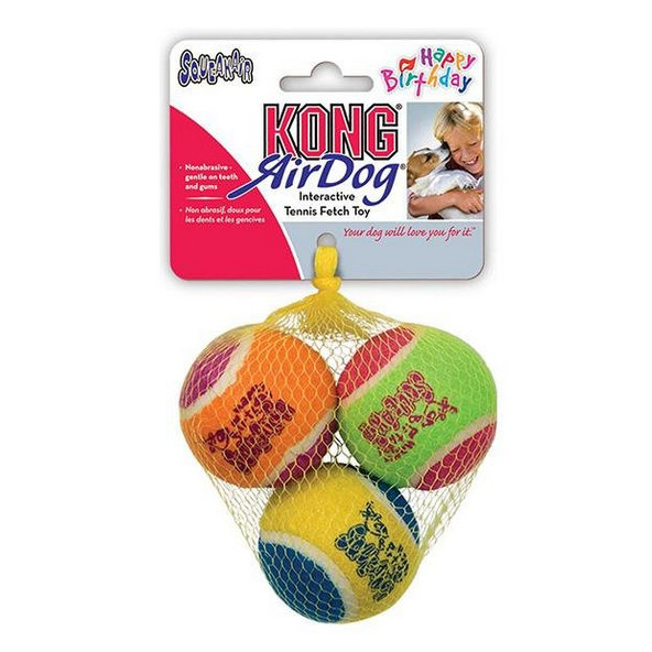 Hračka pre psy Kong Dog SqueakAir Narodeninová loptička s pískatkom, vulkanizovaná guma M