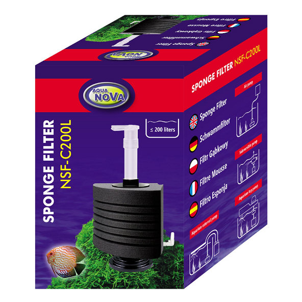 AQUA NOVA Penový filter do akvária NSF-C200L- rohový