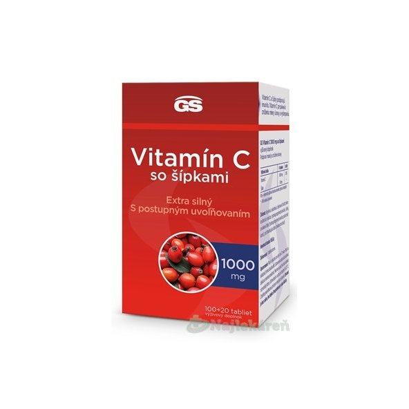 GS Vitamín C 1000 so šípkami, 100 + 20 tabliet