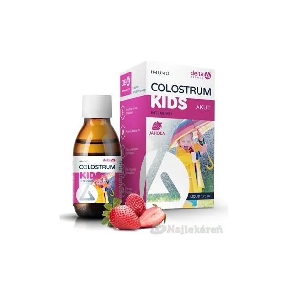 DELTA COLOSTRUM sirup JAHODA KIDS výživový doplnok, 125ml