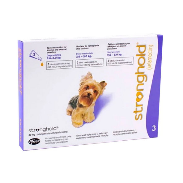 Stronghold 30mg spot-on pipeta proti parazitom pre psy od 2,6 do 5kg, 3 x 0,25ml