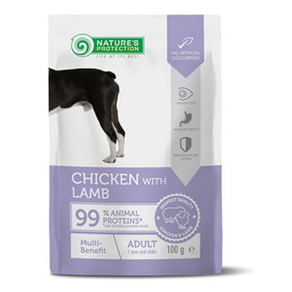 Natures Protection dog adult Multi benefit chicken & lamb KAPSIČKY 22 x 100g