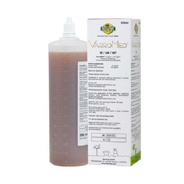 VarroMed 5 mg/ml + 44 mg/ml roztok pre včely 555ml