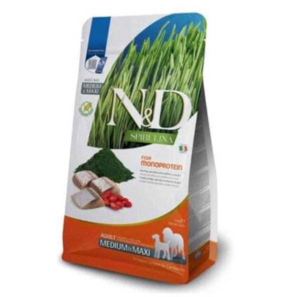 Farmina N&D dog SPIRULINA (GF) adult medium & maxi herring granule pre psy 2kg