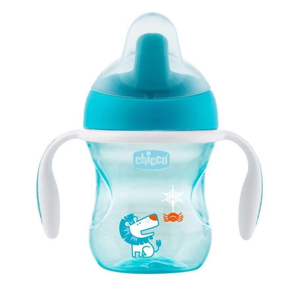 CHICCO Hrnček Trénujeme s držadlami 200 ml, tyrkysový 6m+