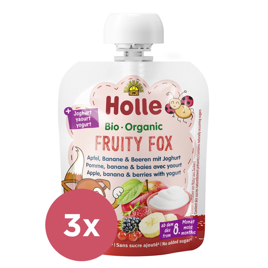 E-shop 3x HOLLE BIO Fruity fox - detské ovocné pyré s jogurtom 85 g