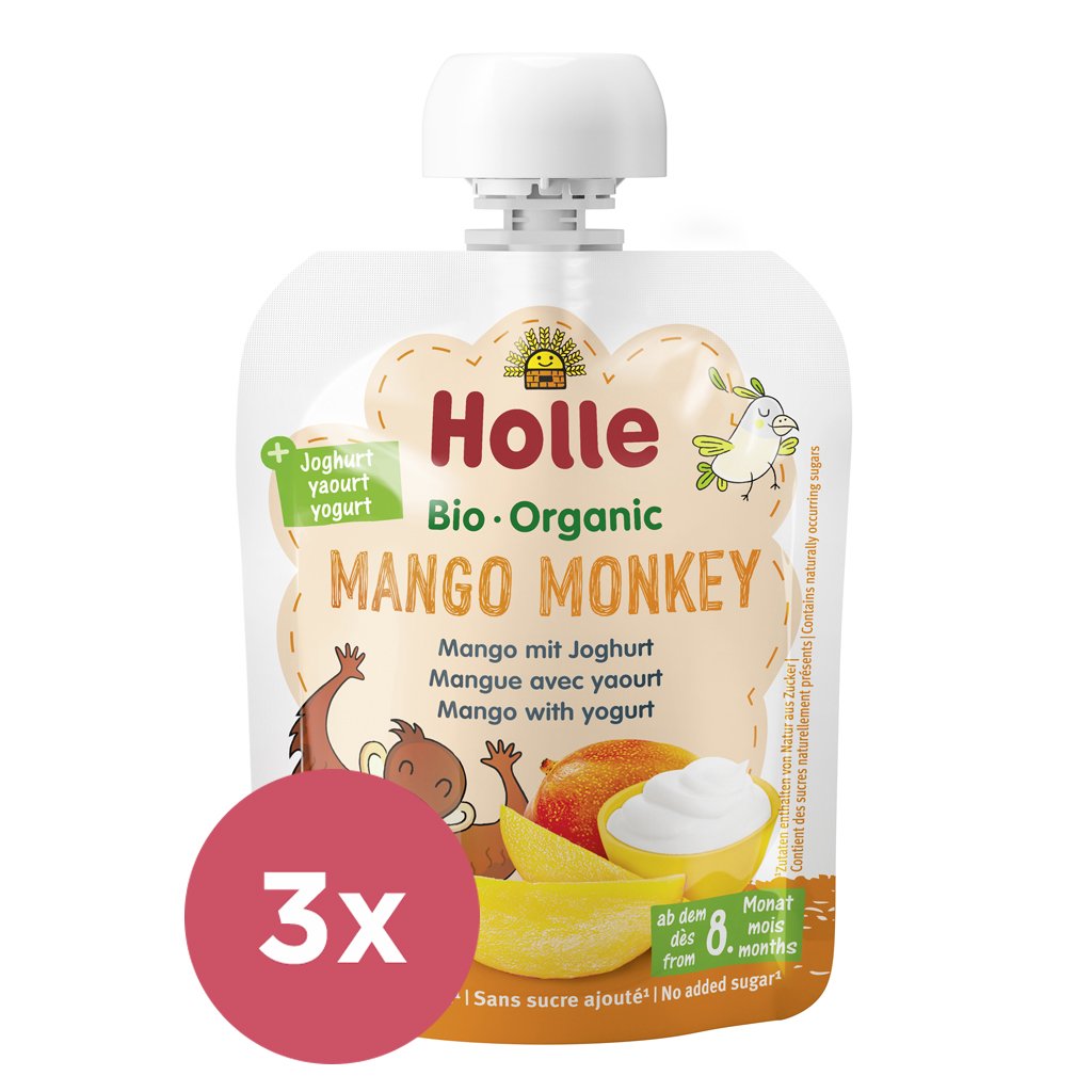 E-shop 3x HOLLE BIO Mango monkey - detské ovocné pyré s jogurtom 85 g