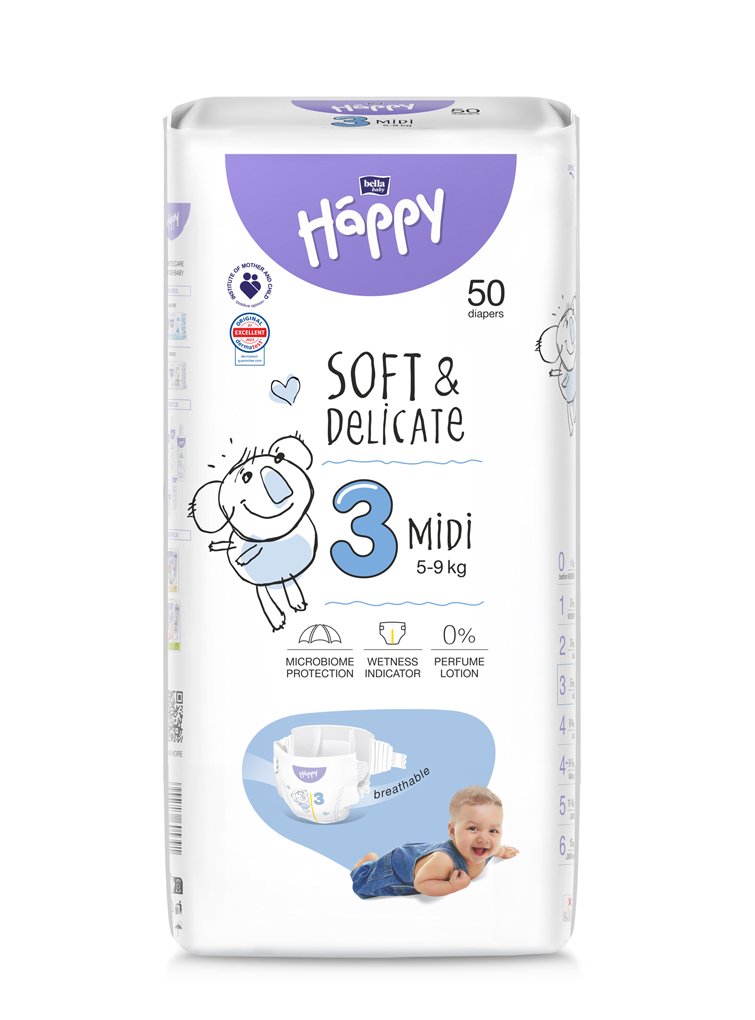E-shop BELLA HAPPY Baby Plienky jednorazové Midi 5-9 kg 50 ks