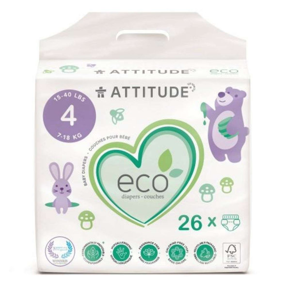 Detské plienky Maxi (veľkosť 4 / 7-18kg) biologicky rozložiteľné Attitude 26 ks